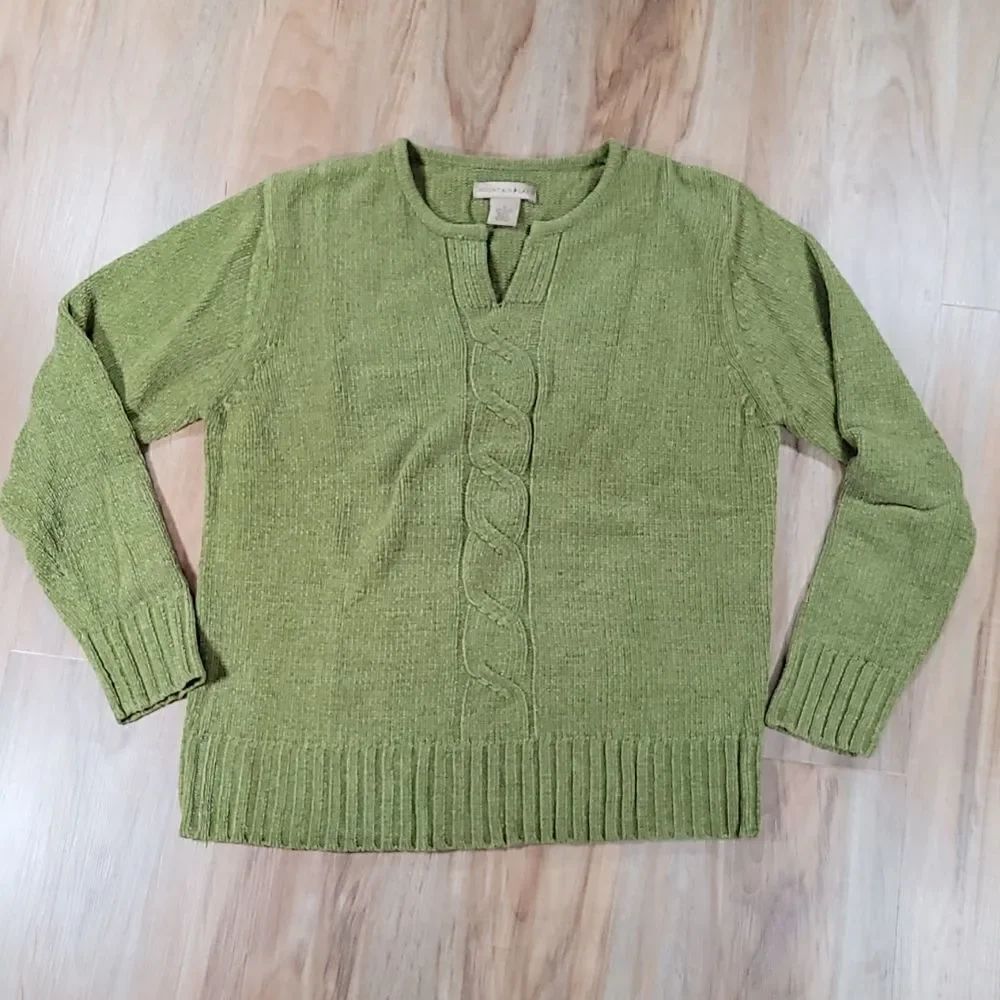 🔺️Mountain Lake Green Soft Cable Knit Sweater Small